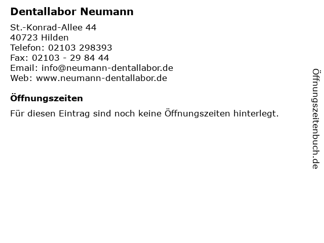 Dentallabor Neumann in Hilden: Adresse und Öffnungszeiten