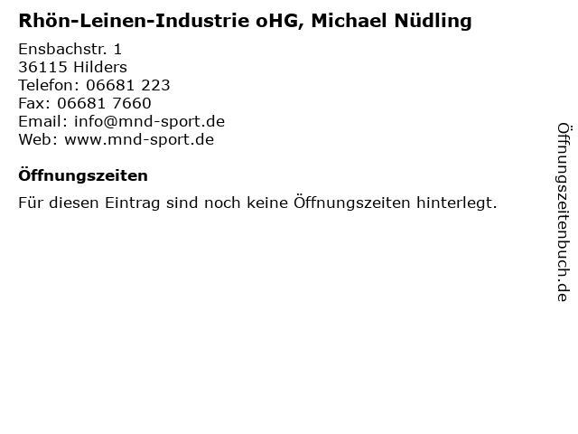Rhön-Leinen-Industrie oHG, Michael Nüdling in Hilders: Adresse und Öffnungszeiten
