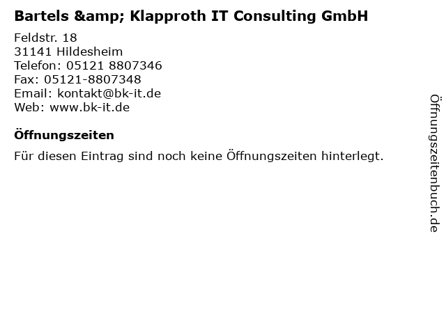 Bartels & Klapproth IT Consulting GmbH in Hildesheim: Adresse und Öffnungszeiten