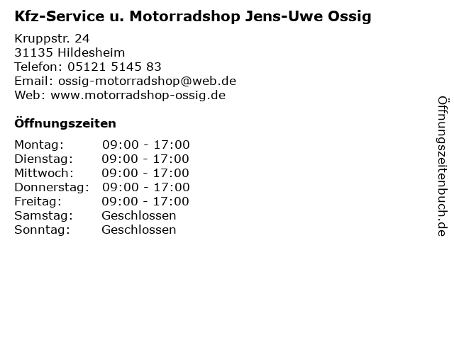 Kfz-Service u. Motorradshop Jens-Uwe Ossig in Hildesheim: Adresse und Öffnungszeiten