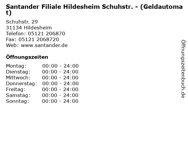 ᐅ Offnungszeiten Santander Consumer Bank Geldautomat Filiale
