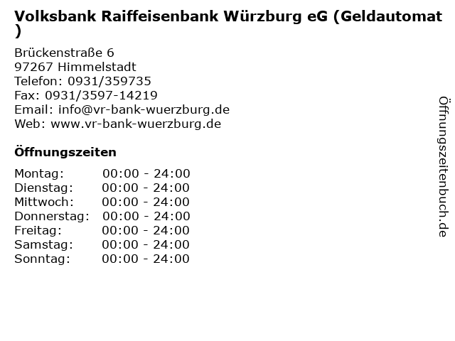 Volksbank Raiffeisenbank Würzburg eG (Geldautomat) in Himmelstadt: Adresse und Öffnungszeiten