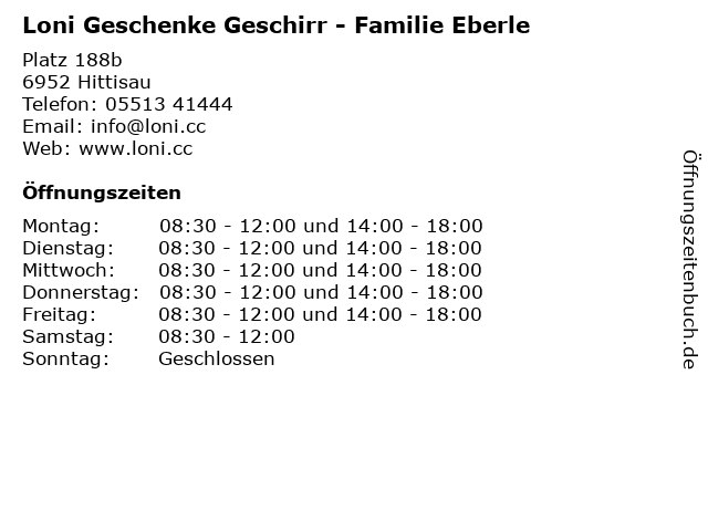 Loni Geschenke Geschirr - Familie Eberle in Hittisau: Adresse und Öffnungszeiten