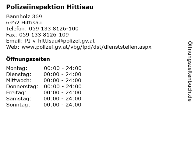 Polizeiinspektion Hittisau in Hittisau: Adresse und Öffnungszeiten