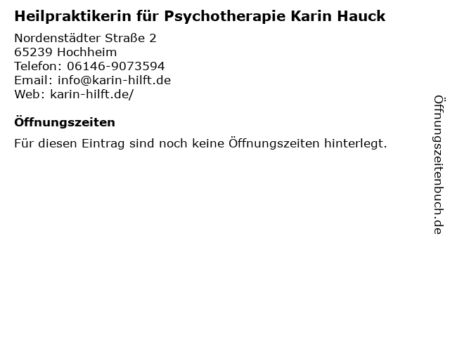 Heilpraktikerin für Psychotherapie Karin Hauck in Hochheim: Adresse und Öffnungszeiten