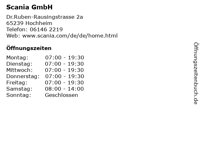 Scania GmbH in Hochheim: Adresse und Öffnungszeiten