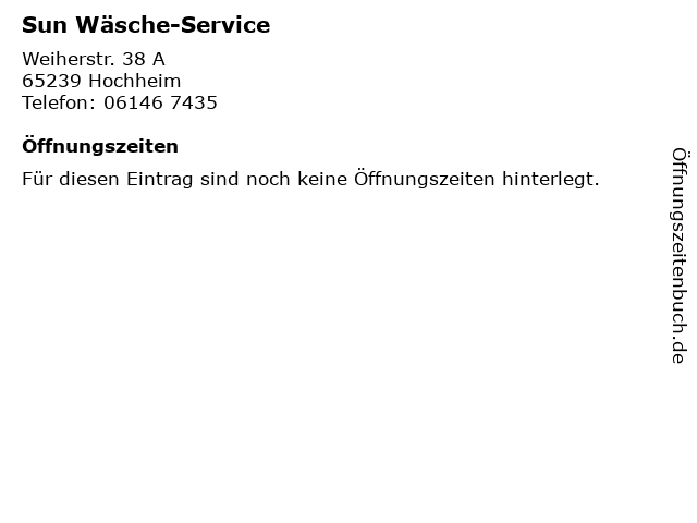 Sun Wäsche-Service in Hochheim: Adresse und Öffnungszeiten