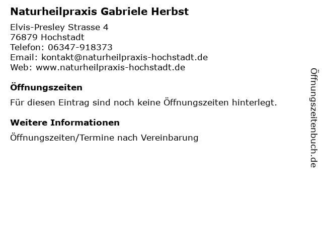 Naturheilpraxis Gabriele Herbst in Hochstadt: Adresse und Öffnungszeiten