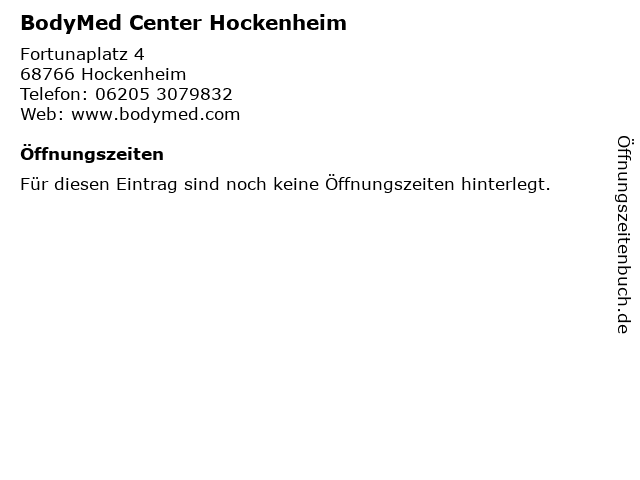 BodyMed Center Hockenheim in Hockenheim: Adresse und Öffnungszeiten
