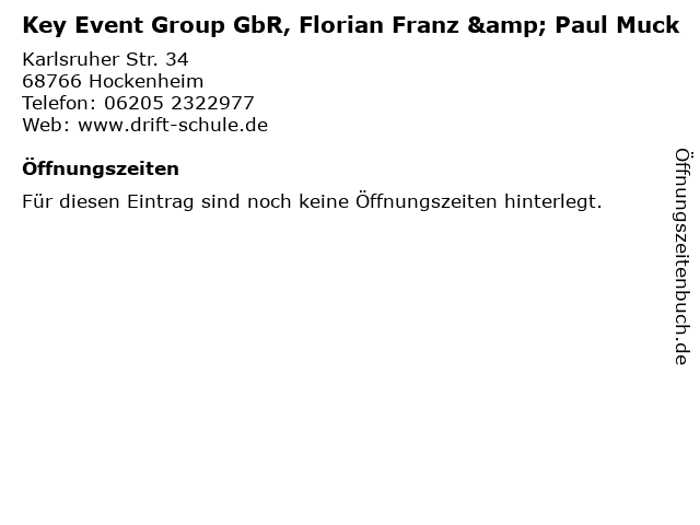 Key Event Group GbR, Florian Franz & Paul Muck in Hockenheim: Adresse und Öffnungszeiten