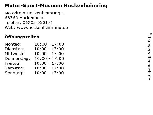 Motor-Sport-Museum Hockenheimring in Hockenheim: Adresse und Öffnungszeiten
