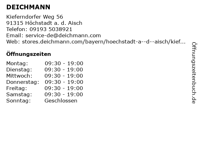 ᐅ Öffnungszeiten „DEICHMANN“ | Kieferndorfer Weg 58b in ᐅ Öffnungszeiten „DEICHMANN“ | Kieferndorfer Weg 58b in