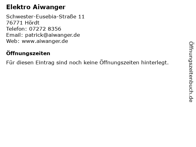 Elektro Aiwanger in Hördt: Adresse und Öffnungszeiten