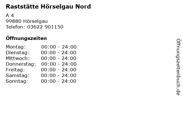 Raststätte Hörselgau Nord in Hörselgau: Adresse und Öffnungszeiten
