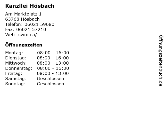 Kanzllei Hösbach in Hösbach: Adresse und Öffnungszeiten