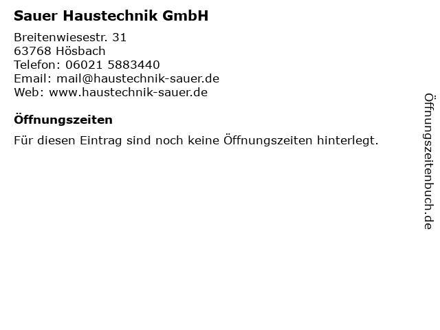 Sauer Haustechnik GmbH in Hösbach: Adresse und Öffnungszeiten