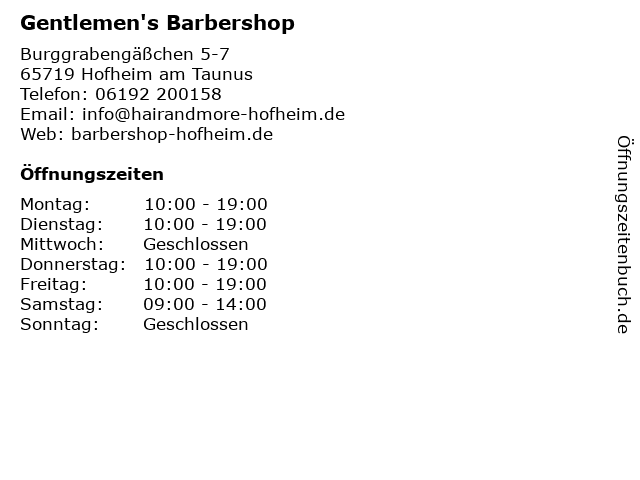 Gentlemen's Barbershop in Hofheim am Taunus: Adresse und Öffnungszeiten