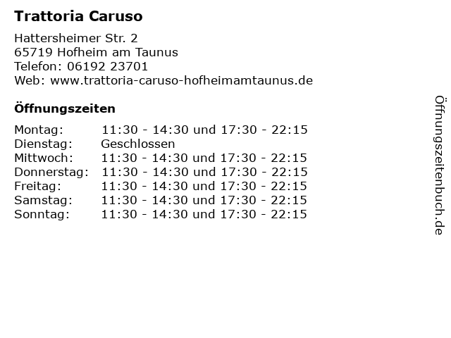 Trattoria Caruso in Hofheim am Taunus: Adresse und Öffnungszeiten