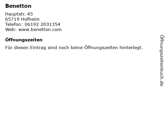 Benetton in Hofheim: Adresse und Öffnungszeiten