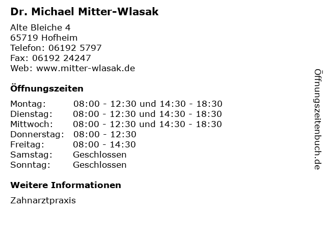 Dr. Michael Mitter-Wlasak in Hofheim: Adresse und Öffnungszeiten