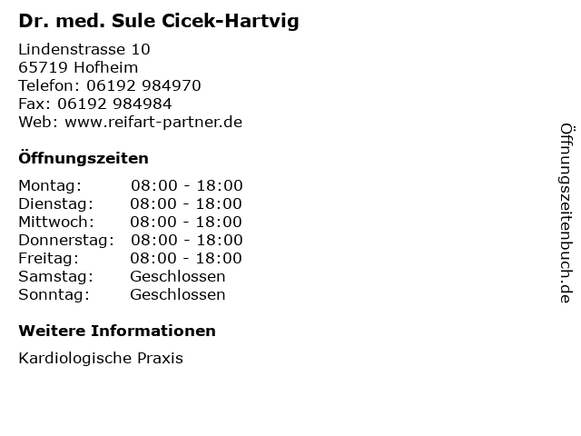Dr. med. Sule Cicek-Hartvig in Hofheim: Adresse und Öffnungszeiten