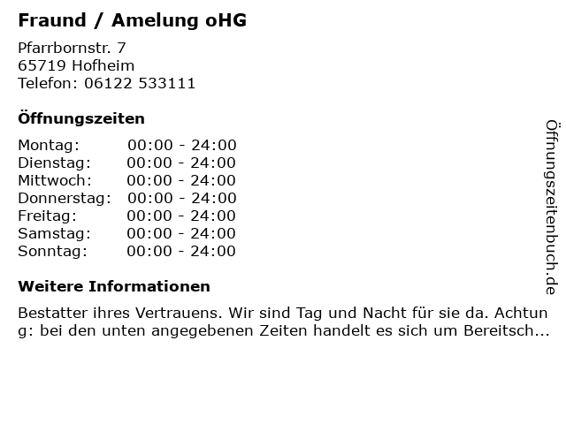 Fraund / Amelung oHG in Hofheim: Adresse und Öffnungszeiten