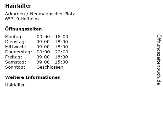 Hairkiller in Hofheim: Adresse und Öffnungszeiten