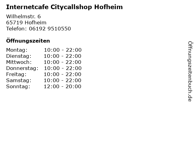 Internetcafe Citycallshop Hofheim in Hofheim: Adresse und Öffnungszeiten