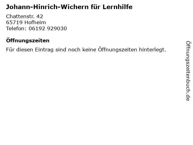 Johann-Hinrich-Wichern für Lernhilfe in Hofheim: Adresse und Öffnungszeiten