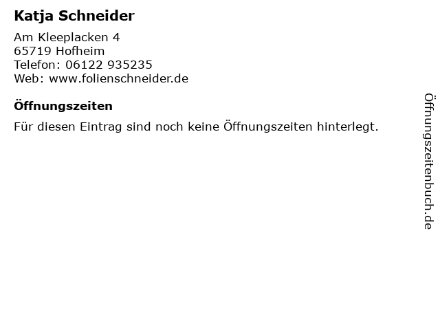 Katja Schneider in Hofheim: Adresse und Öffnungszeiten