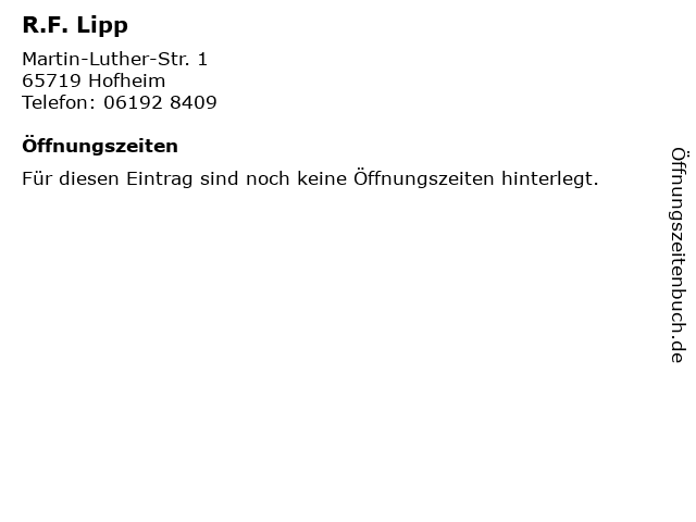 R.F. Lipp in Hofheim: Adresse und Öffnungszeiten