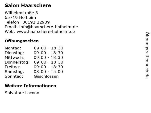 Salon Haarschere in Hofheim: Adresse und Öffnungszeiten
