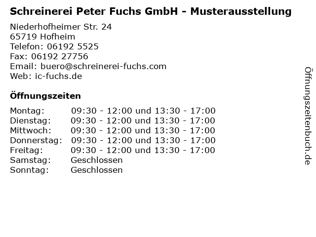 Schreinerei Peter Fuchs GmbH - Musterausstellung in Hofheim: Adresse und Öffnungszeiten