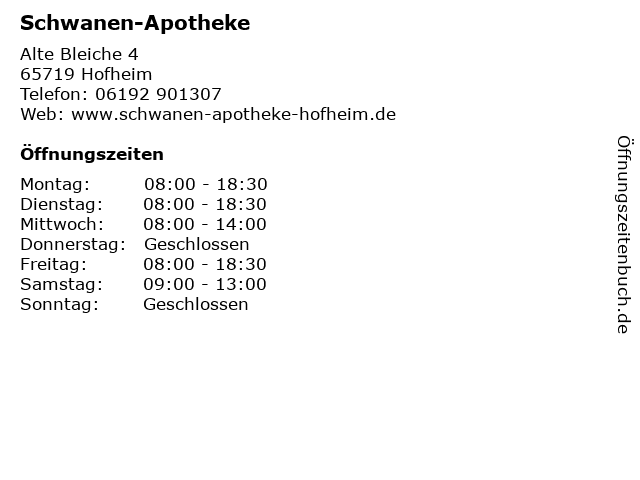 Schwanen Apotheke OHG in Hofheim: Adresse und Öffnungszeiten