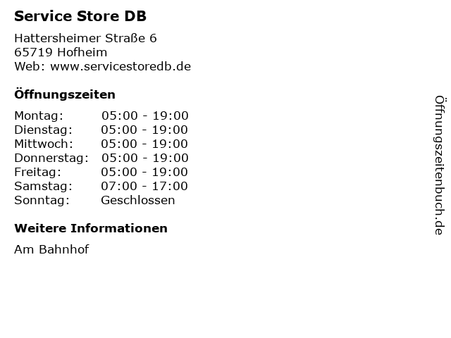Service Store DB in Hofheim: Adresse und Öffnungszeiten