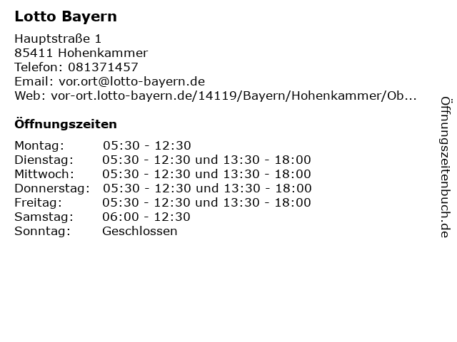 Lotto Bayern in Hohenkammer: Adresse und Öffnungszeiten