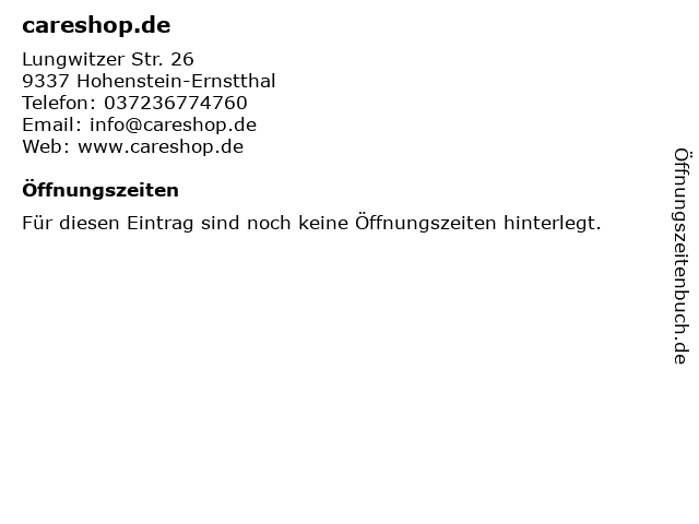 careshop.de in Hohenstein-Ernstthal: Adresse und Öffnungszeiten