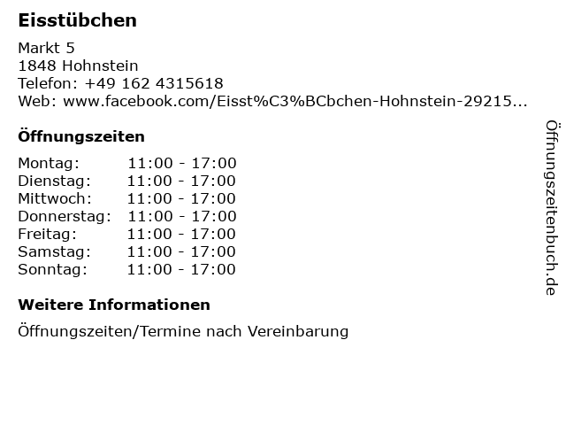 Eisstübchen in Hohnstein: Adresse und Öffnungszeiten