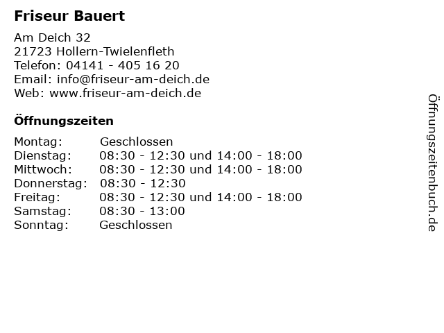 Friseur Bauert in Hollern-Twielenfleth: Adresse und Öffnungszeiten