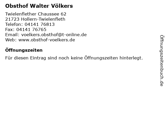 Obsthof Walter Völkers in Hollern-Twielenfleth: Adresse und Öffnungszeiten