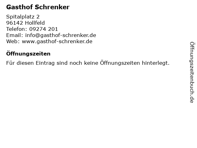 Gasthof Schrenker in Hollfeld: Adresse und Öffnungszeiten
