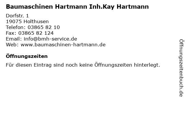 Baumaschinen Hartmann Inh.Kay Hartmann in Holthusen: Adresse und Öffnungszeiten
