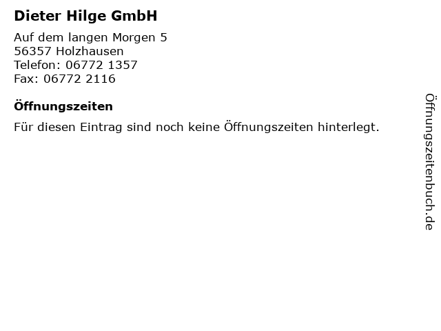 Dieter Hilge GmbH in Holzhausen: Adresse und Öffnungszeiten