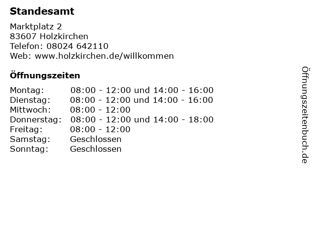 Standesamt in Holzkirchen: Adresse und Öffnungszeiten