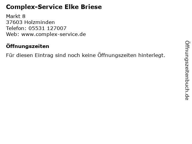 Complex-Service Elke Briese in Holzminden: Adresse und Öffnungszeiten