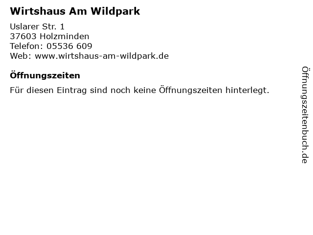 Wirtshaus Am Wildpark in Holzminden: Adresse und Öffnungszeiten