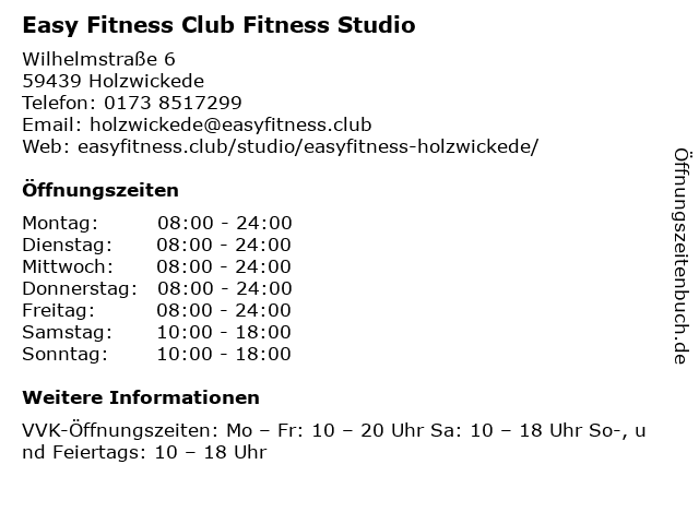 Easy Fitness Club Fitness Studio in Holzwickede: Adresse und Öffnungszeiten