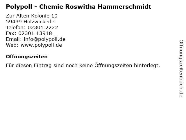 Polypoll - Chemie Roswitha Hammerschmidt in Holzwickede: Adresse und Öffnungszeiten