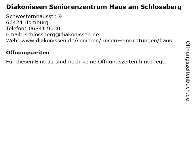 ᐅ Offnungszeiten Diakoniezentrum Homburg Haus Am Schlossberg