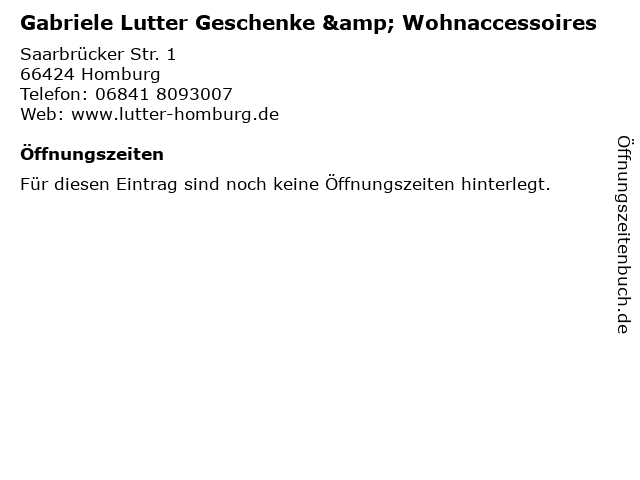 Gabriele Lutter Geschenke & Wohnaccessoires in Homburg: Adresse und Öffnungszeiten